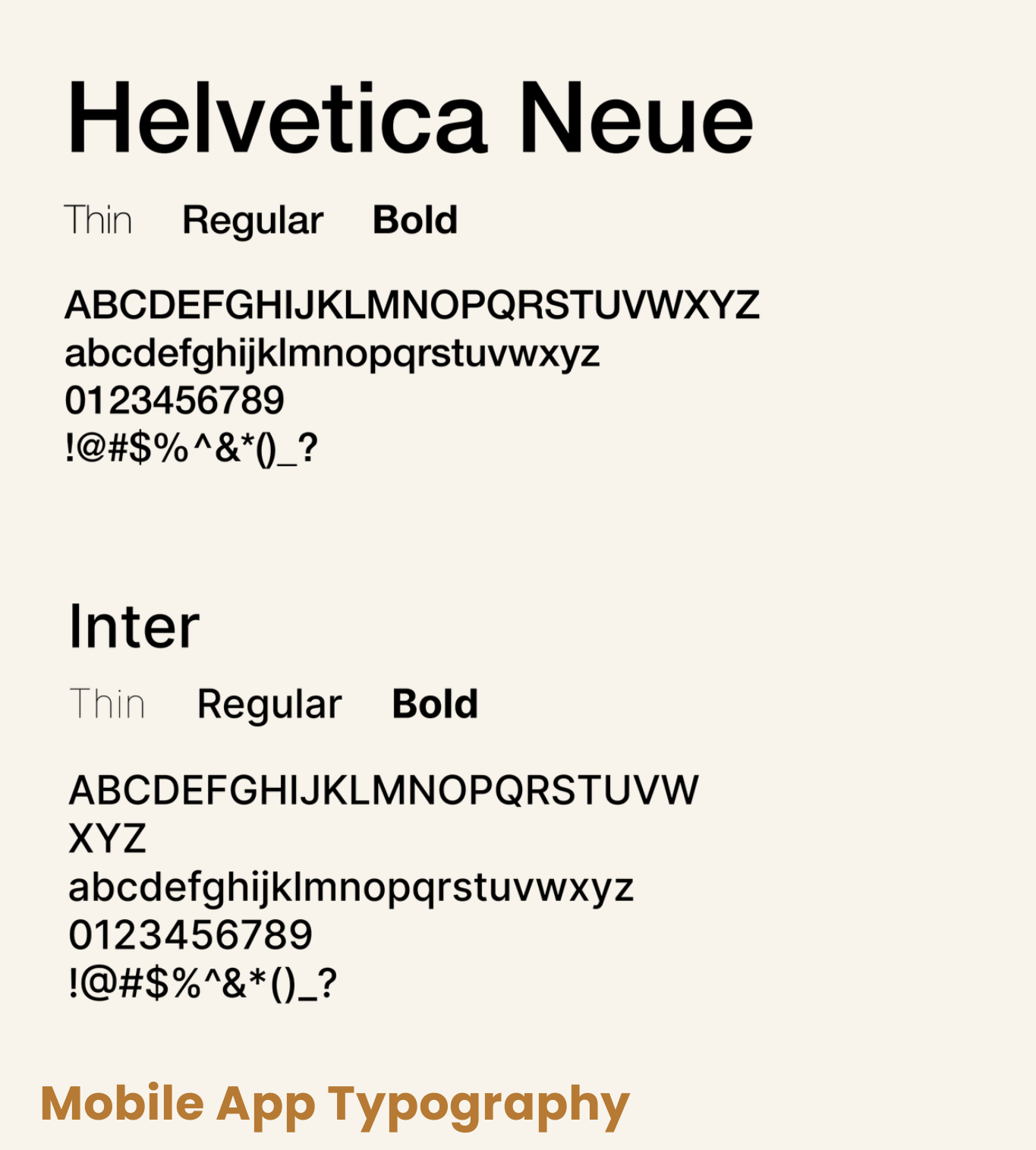 LispressoAI mobile app typography: Helvetica Neue and Inter specimens