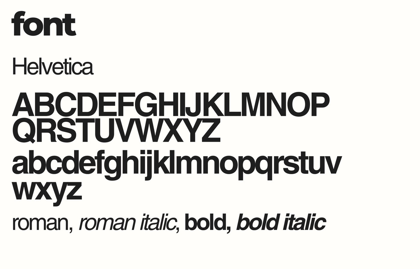 Gloss Moderne font: Helvetica specimen